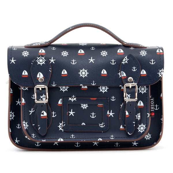 YB85 BOA 6 - The Dewhurst 10.5" Nautical Print Leather Satchel by Yoshi