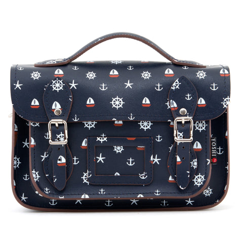 YB85 BOA 6 - The Dewhurst 10.5" Nautical Print Leather Satchel by Yoshi