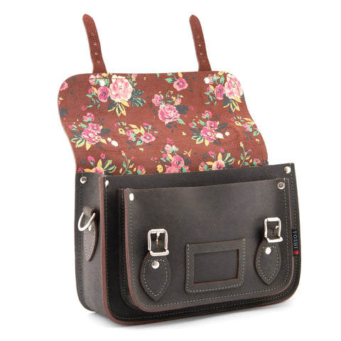YB85 FLI 35H - The Dewhurst 10.5" Floral Printed Inner Leather Satchel by Yoshi