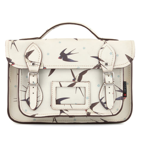 YB85 SWL 10 - The Dewhurst 10.5" Swallow Print Leather Satchel by Yoshi