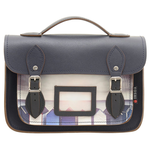 YB85 BH - The Dewhurst 10.5" Beach Hut Leather Satchel by Yoshi