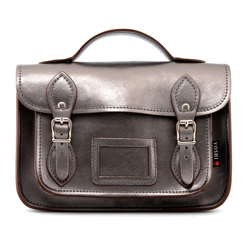 YB85 M 46 - The Dewhurst 10.5" Gunmetal Leather Satchel by Yoshi
