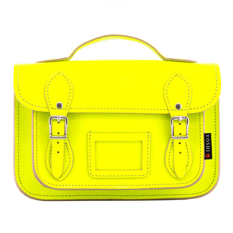 YB85 N 45 - The Dewhurst 10.5" Neon Yellow Leather Satchel by Yoshi