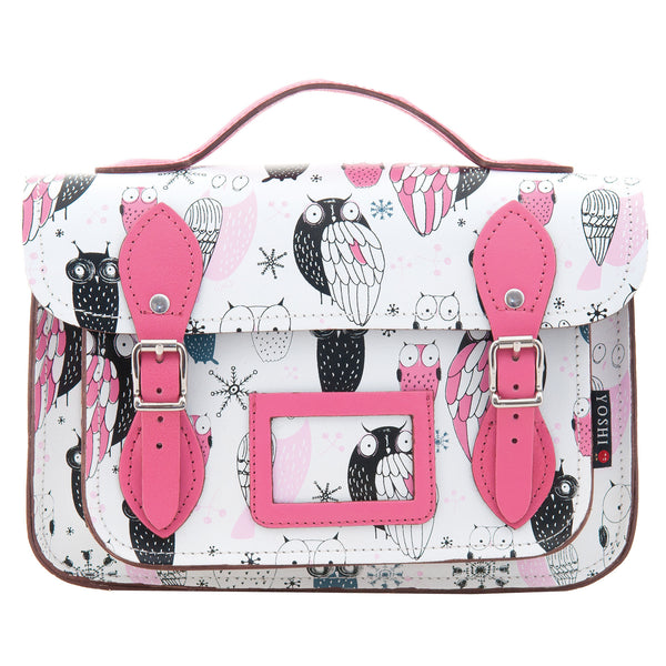 YB85 OWL - The Dewhurst 10.5" Owl Print Leather Satchel by Yoshi