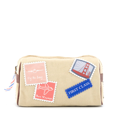 YHS4217 ST - Yoshi Leather / Canvas Make Up / Wash Bag